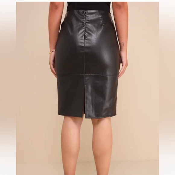 Lulus She's Irresistible Black Vegan Leather Pencil Skirt - Picture 2 of 5
